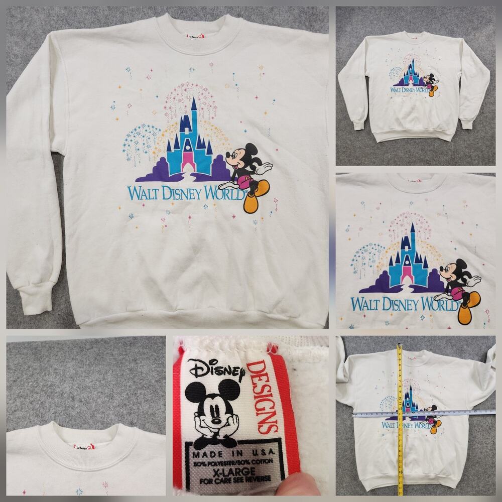 VTG Walt Disney World Sweatshirt Mens XL Mickey Mouse Crewneck Pullover 90s USA